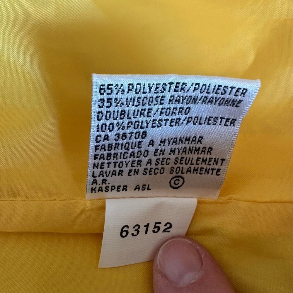 Vintage Le Suit Sunshine Lemon Yellow Fitted Blazer Y2K Mod Short Sleeve Size 6 - Picture 14 of 14